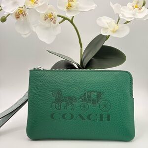 NWT Coach Zip Wristlet in Colorblock with Horse and Carriage